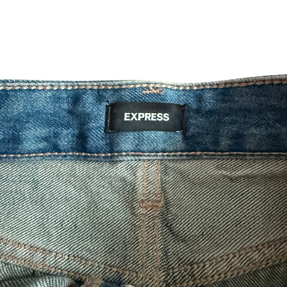 Express Women's Denim Shorts with Raw Hem Bottom - Picture 5 of 8
